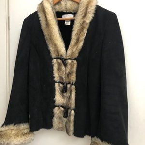 White House Black Market fur trim jacket size Medium